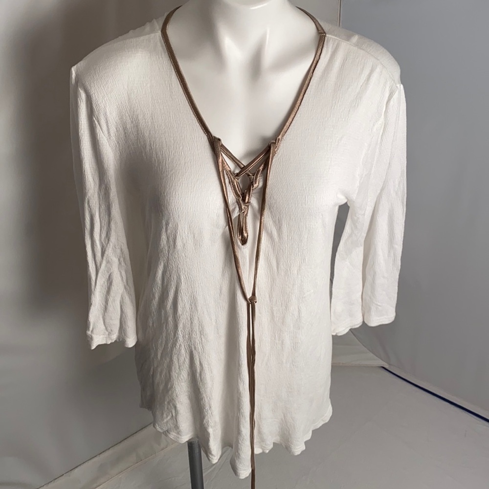 Venus white lace up front cover up